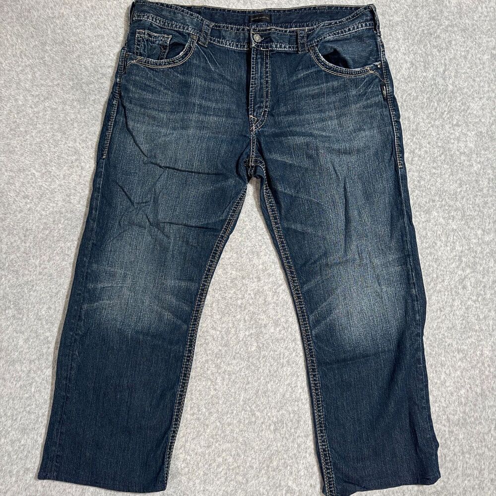 Silver Jeans Co Gordie 40W 34L Mens  Loose Fit Straight Leg Whiskered READ